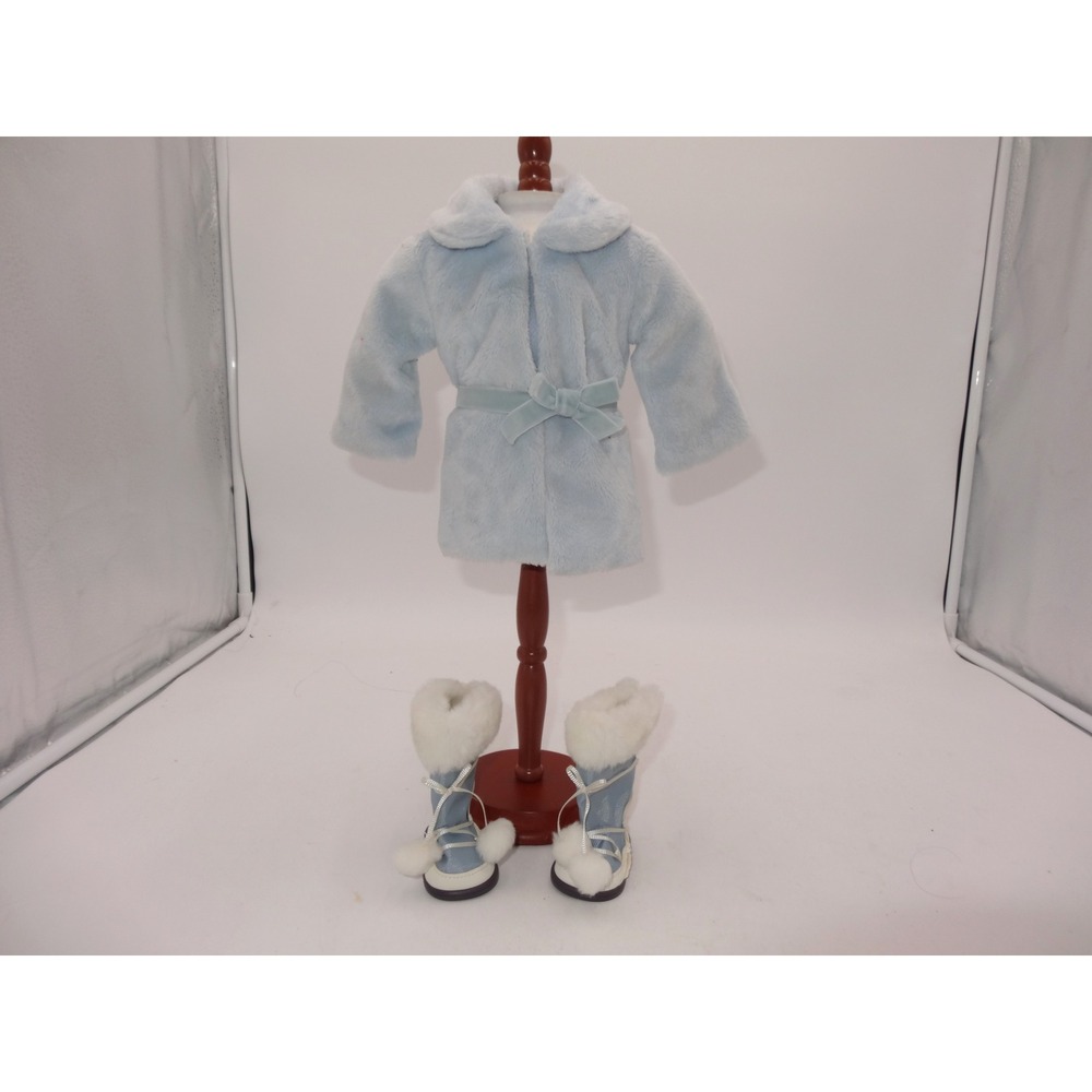 American Girl Doll Snow Flurry Outfit Light Blue Faux Fur Coat and Boots